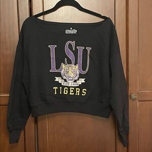 LSU Tigers Black Off The Shoulder Sweatshirt Size Small